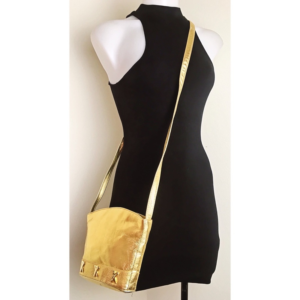 Paloma Picasso Metallic Gold Leather Crossbody Bag